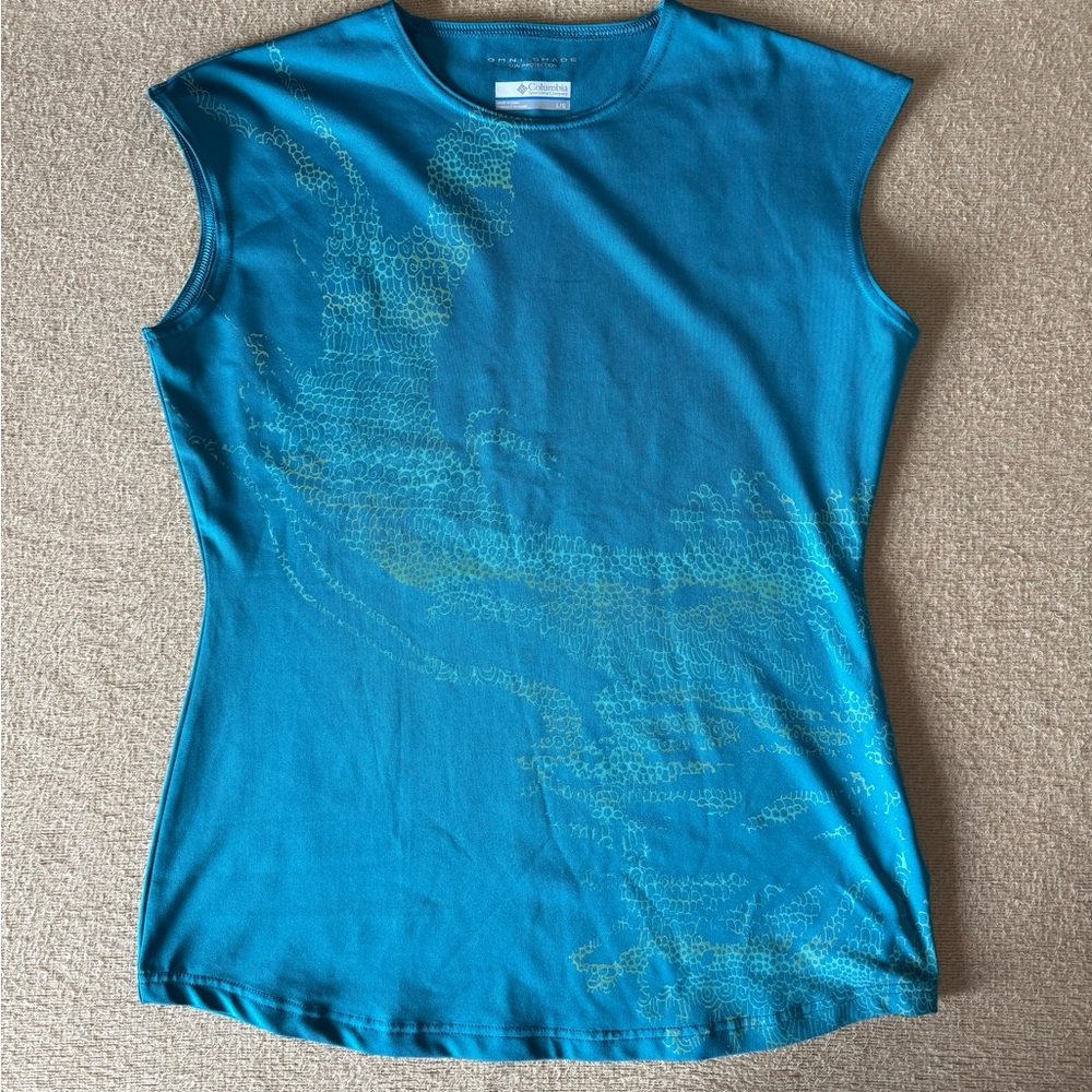 Columbia Teal Sun Protection Omni Shade Muscle Tee